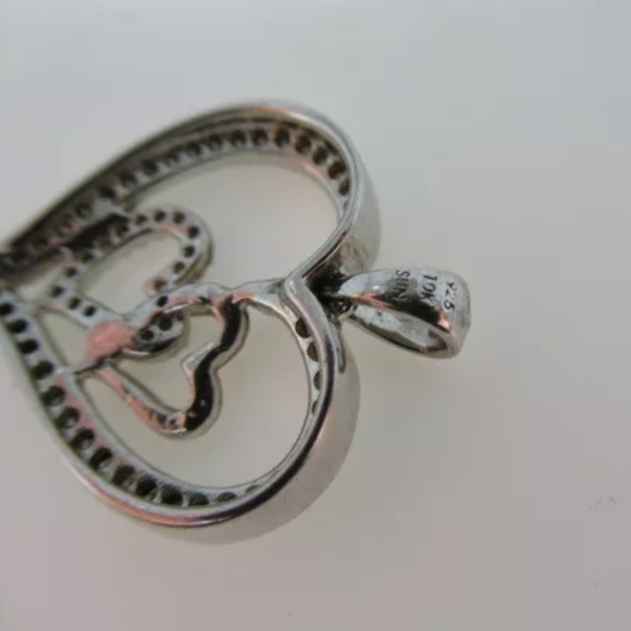 10kt Solid Gold and 925 Silver Diamond Heart Set - Picture 7 of 12